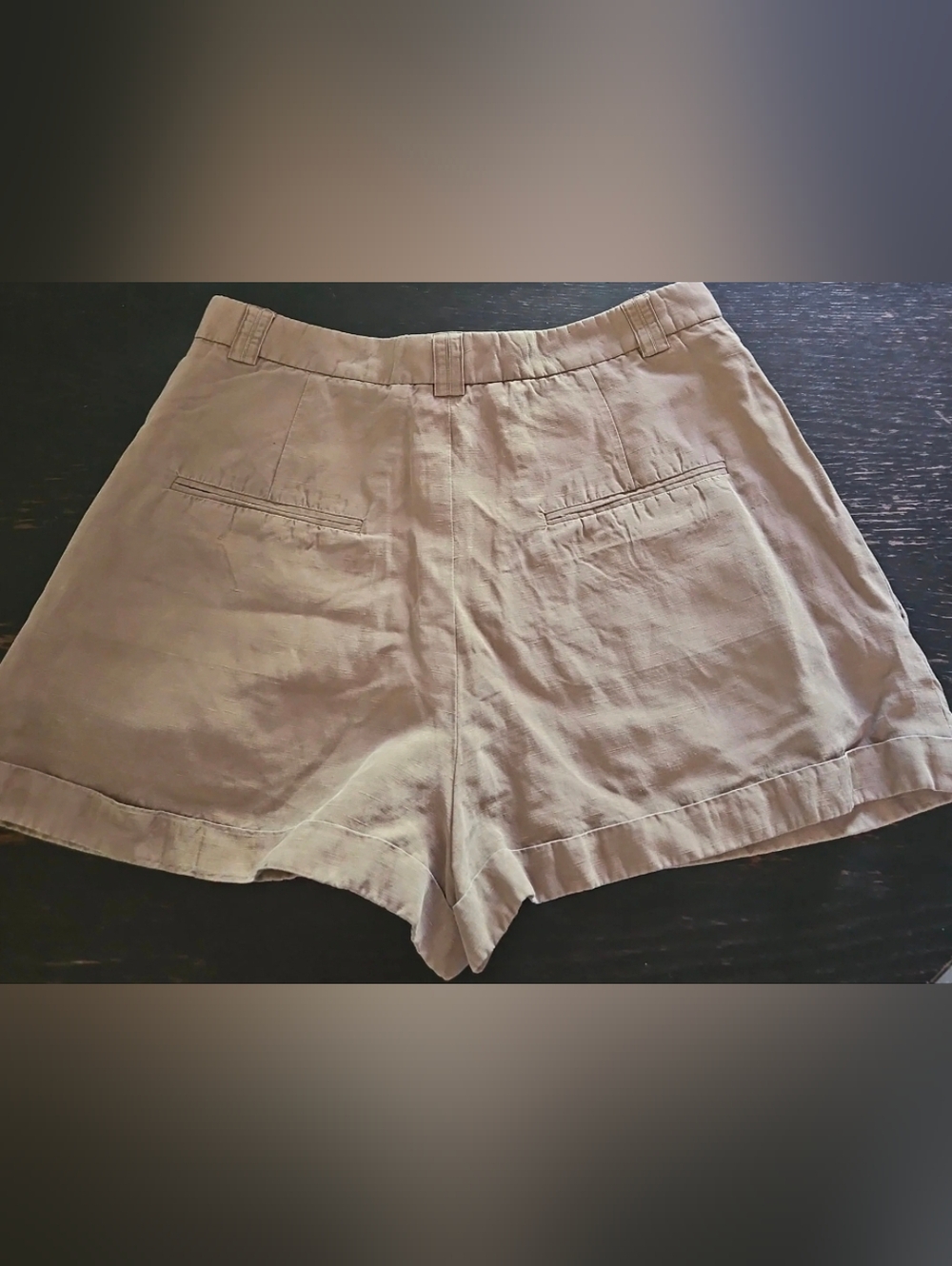 Saint Laurent Pleated High-Waist Cuffed Shorts in Taupe - Picture 9 of 9
